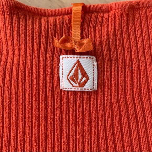 Volcom square neck orange knit babydoll top L - Picture 7 of 7